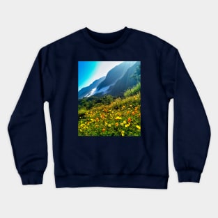 Green Nature Mountains Scene Crewneck Sweatshirt